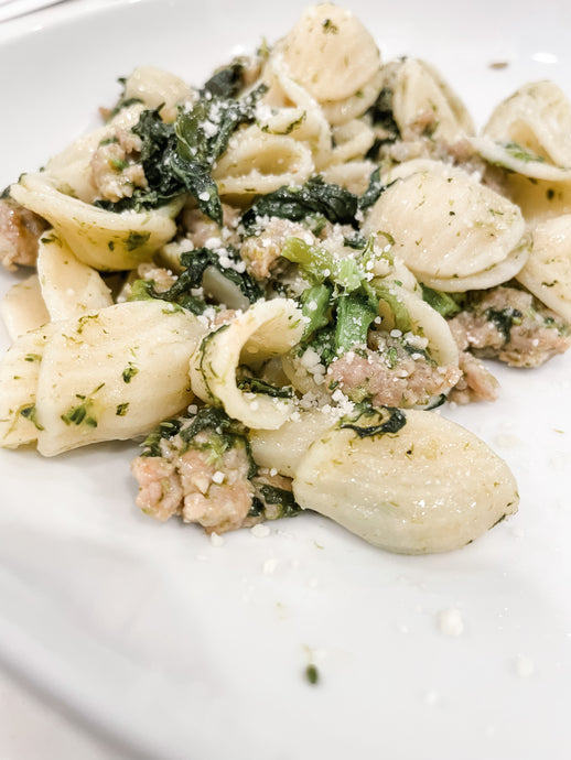 Orecchiette with Crumbled Sausage & Broccoli Rabe