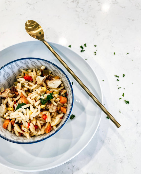 Orzo with Oven Roasted Veggies