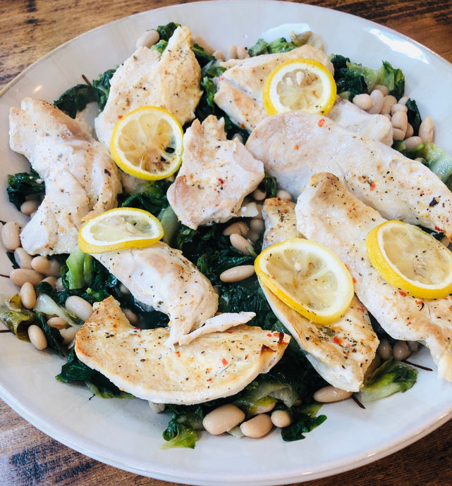 Lemon Chicken with Escarole & Beans