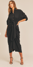 Load image into Gallery viewer, Black Button Down Midi Dress