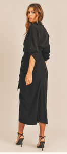 Black Button Down Midi Dress