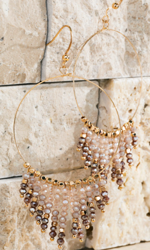Champagne Beaded Hoops