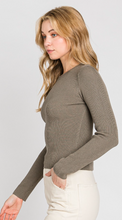 Load image into Gallery viewer, Olive Ribbed Long Sleeve