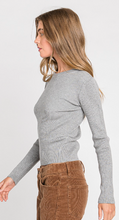 Load image into Gallery viewer, Grey Ribbed Long Sleeve